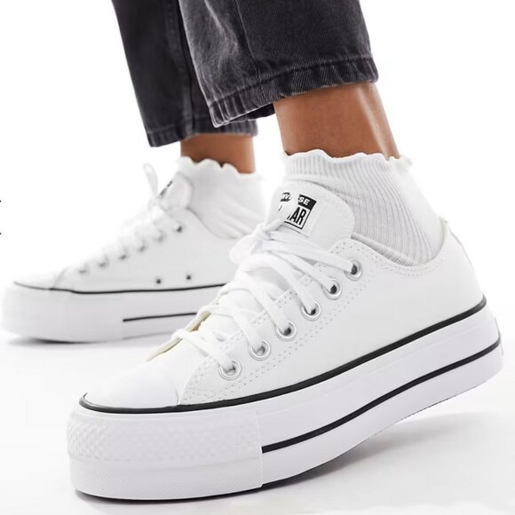 Converse Chuck Taylor All Star Platform Canvas Sneakers (White) - Picture 1 of 12